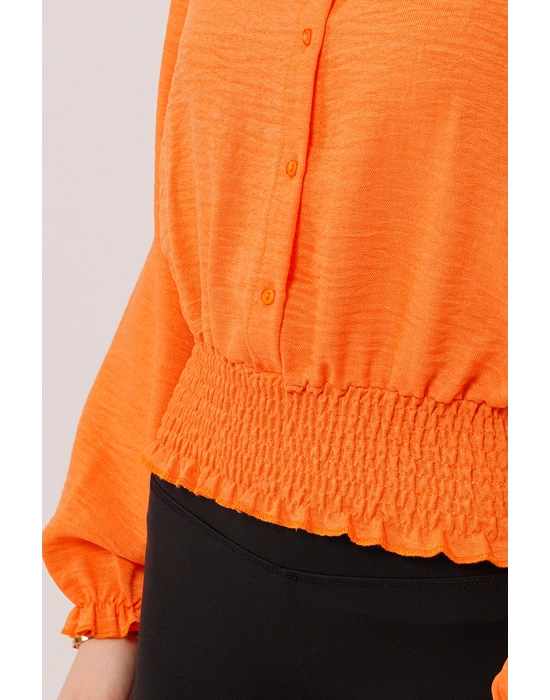 Bel Ve Bilek Lastikli Turuncu Bluz