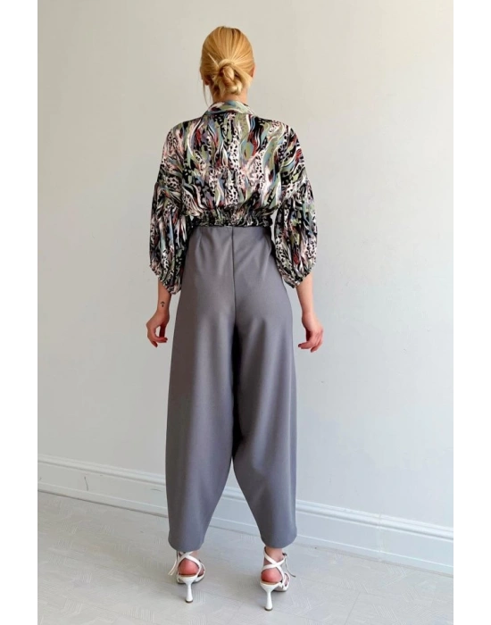 Beli Lastikli Saten Gömlek  Yeşil