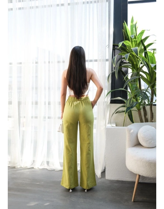 Beli̇ asti̇kli̇ Ve Bağcikli Keten Pantolon
