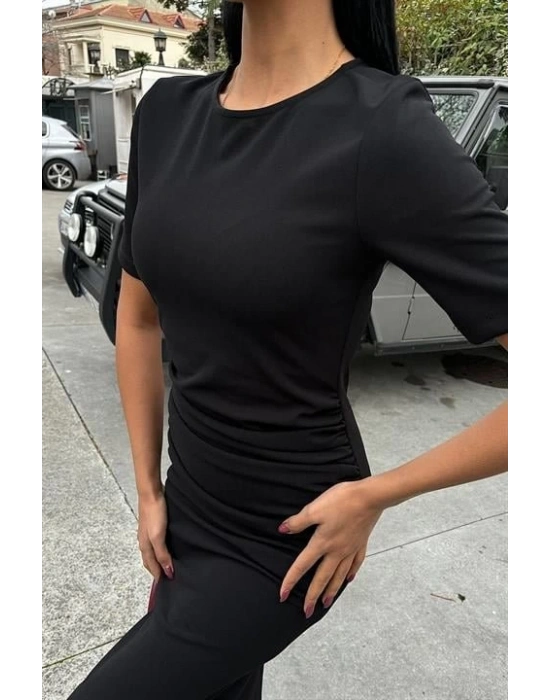 Beli Büzgülü Midi Elbise 2853