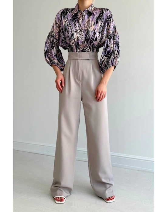 Beli Lastikli aten Gömlek  Lila