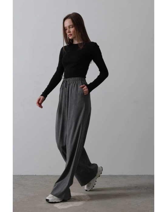 Beli Lastikli Bol Paça Pantolon  Antrasit