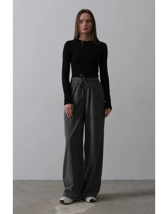 Beli Lastikli Bol Paça Pantolon  Antrasit