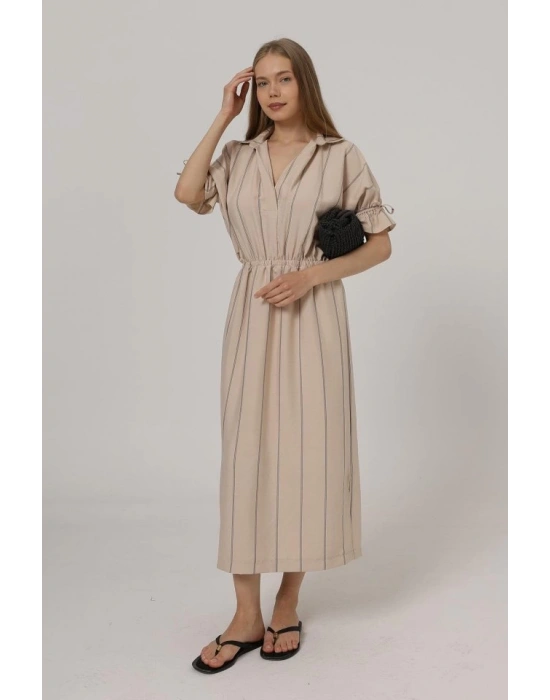 Beli Lastikli Elbise  Taş