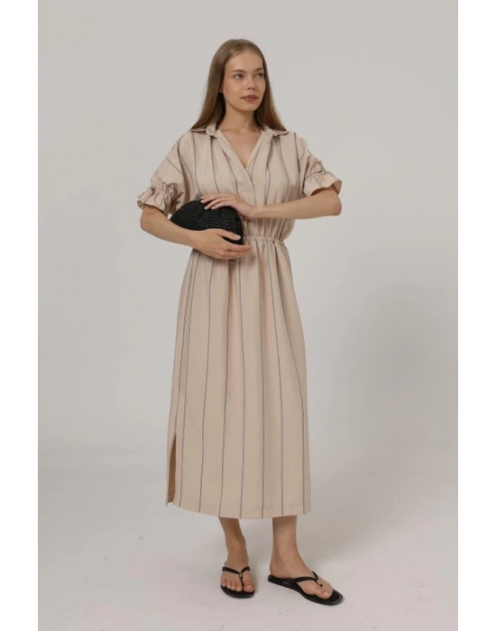 Beli Lastikli Elbise  Taş