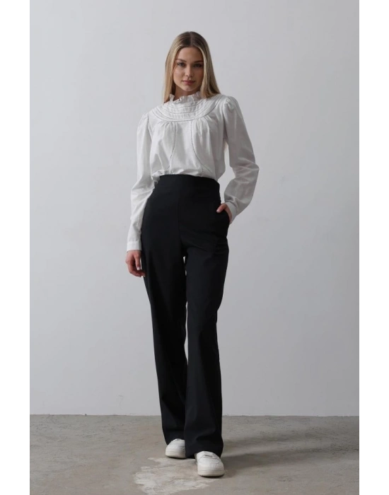 Beli Yarım Lastikli Palazzo Pantolon  Lacivert