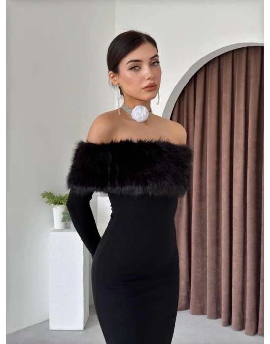 Bestia traplez Tüy Detaylı Elbise