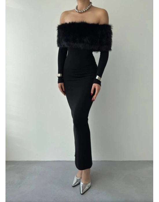 Bestia traplez Tüy Detaylı Elbise