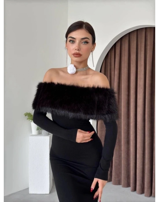 Bestia traplez Tüy Detaylı Elbise