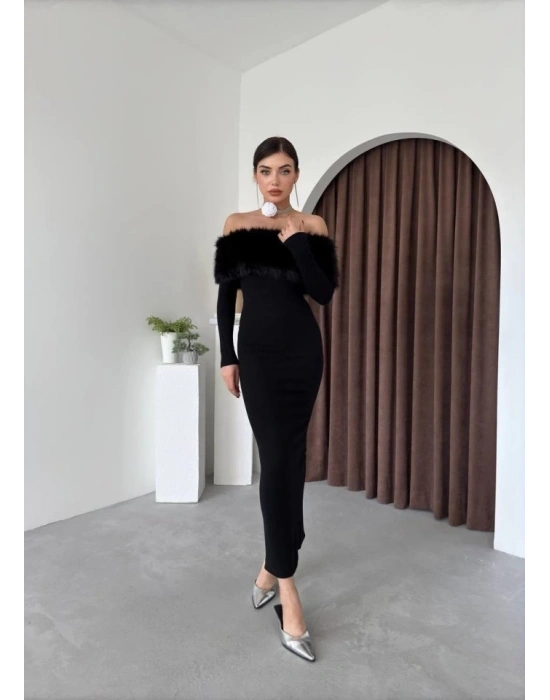 Bestia traplez Tüy Detaylı Elbise