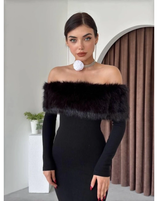 Bestia traplez Tüy Detaylı Elbise