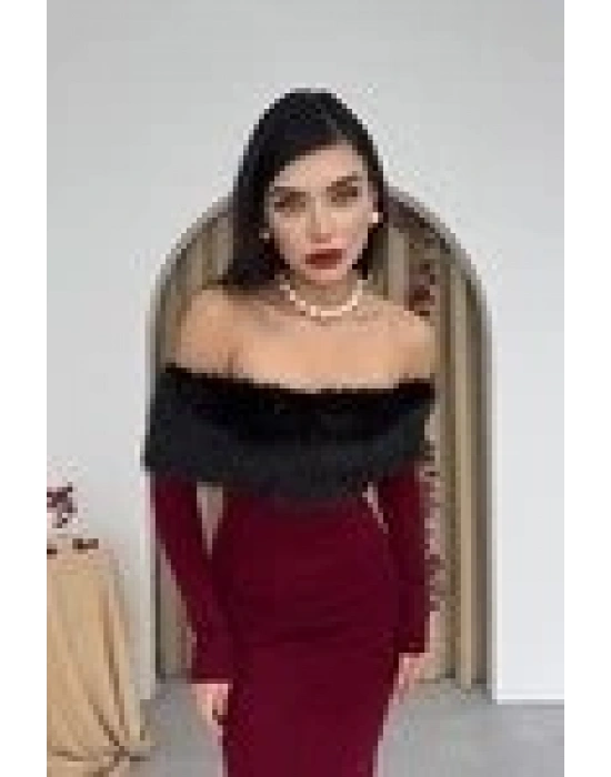 Bestia Straplez Tüy Detaylı Elbise