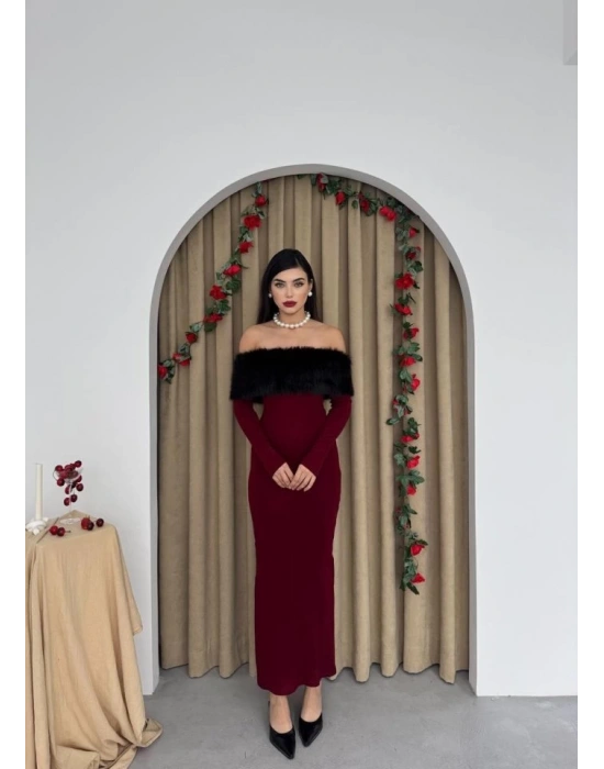 Bestia Straplez Tüy Detaylı Elbise