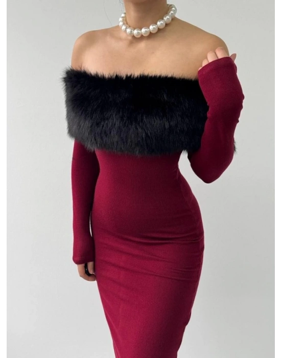 Bestia Straplez Tüy Detaylı Elbise