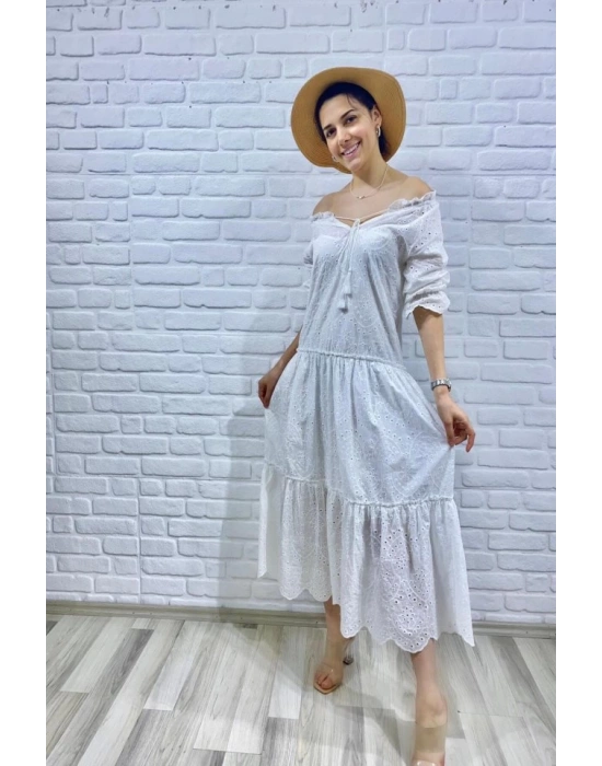 Beyaz Dantelli New Elbise