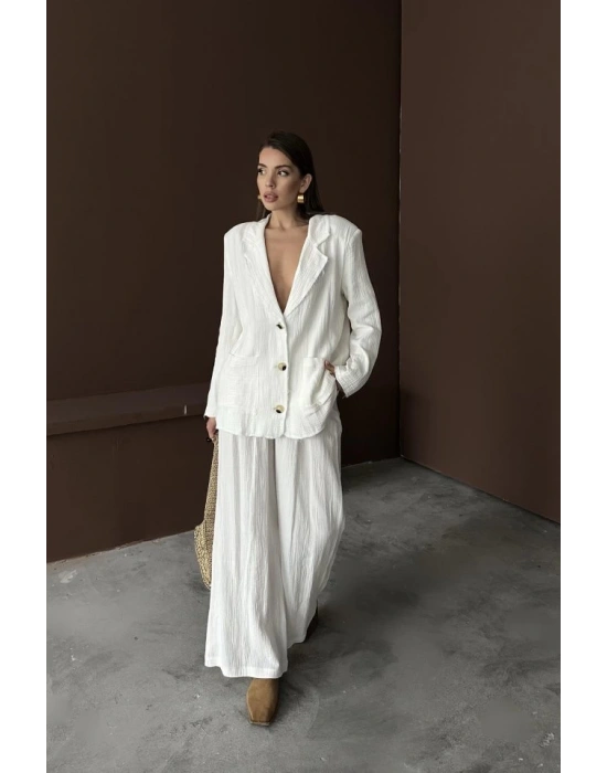 Beyaz Oversize üslin Takım