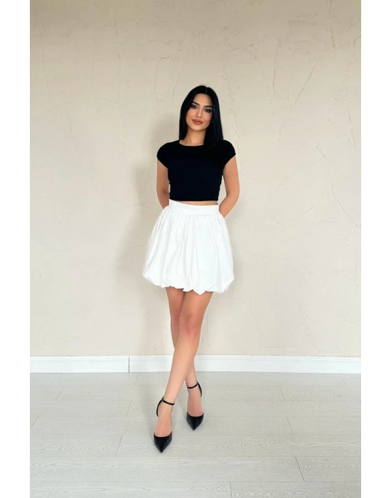 Beyaz Poplin Balon Etek