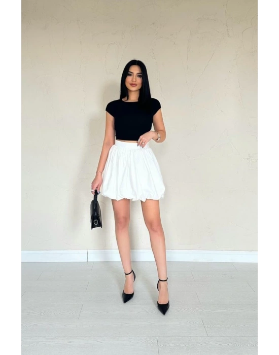 Beyaz Poplin Balon Etek