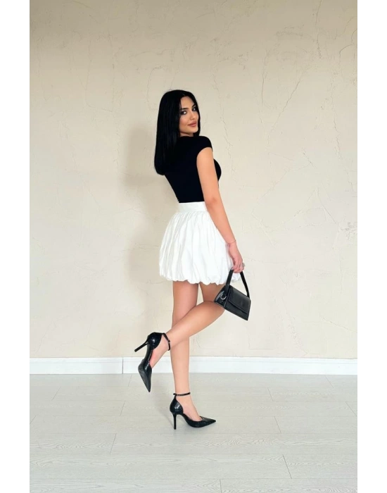 Beyaz Poplin Balon Etek