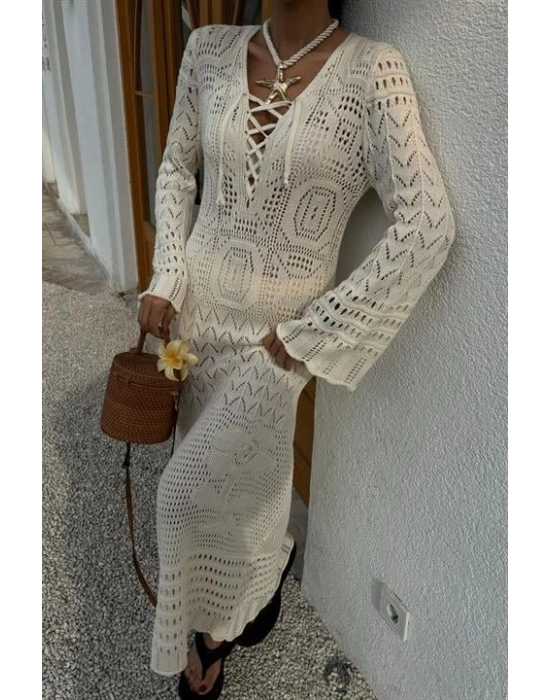 Birit Detaylı Ajurlu Elbise 2838