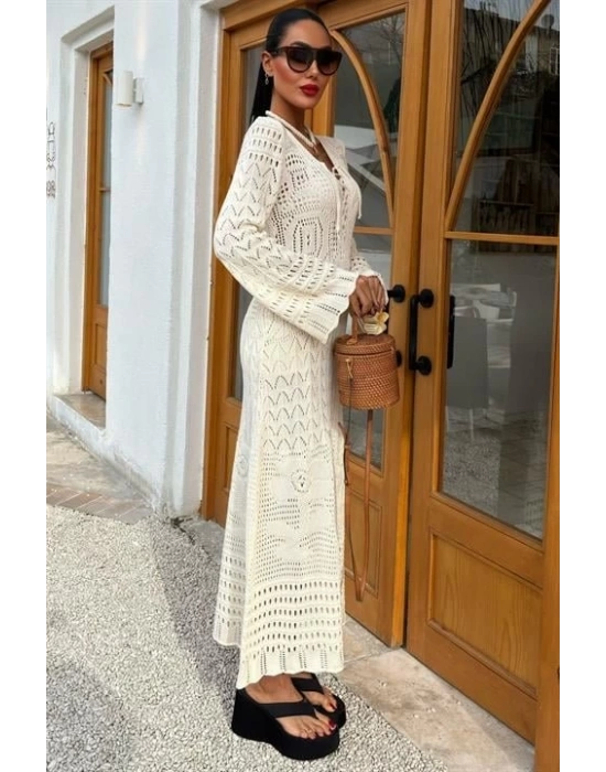 Birit Detaylı Ajurlu Elbise 2838