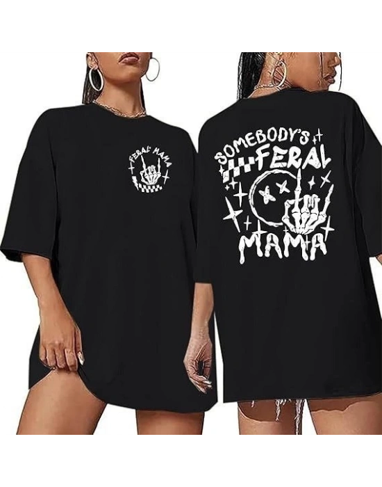 Bisiklet Yaka Baskılı Tshirt  iyah