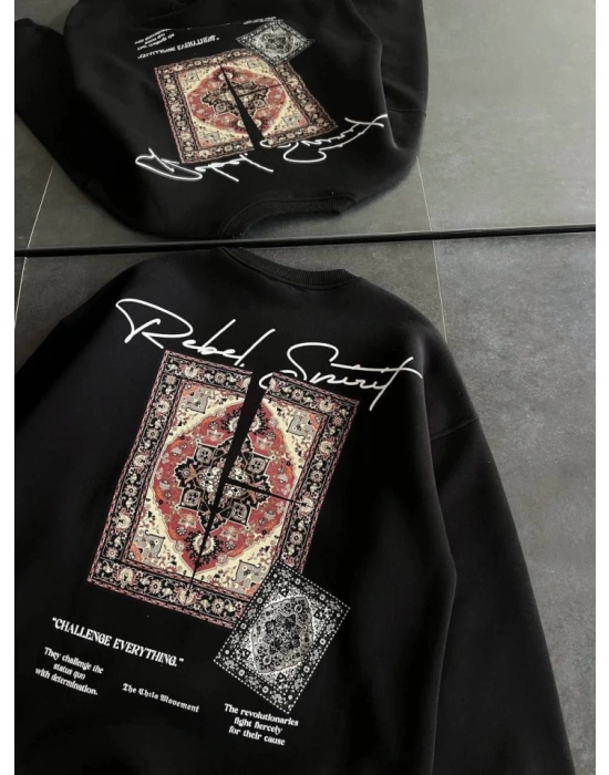 Bisiklet Yaka Baskılı weathirt  iyah