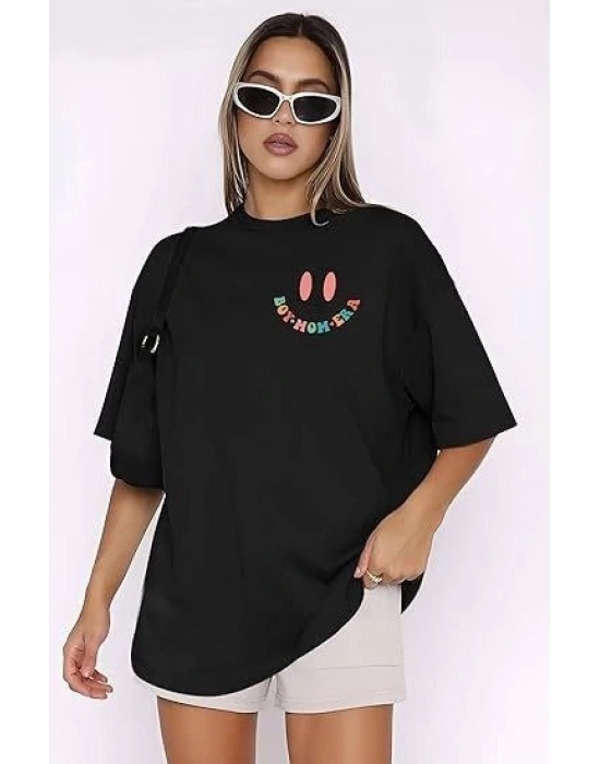 Bisiklet Yaka Kısa Kol Baskılı Tshirt  iyah