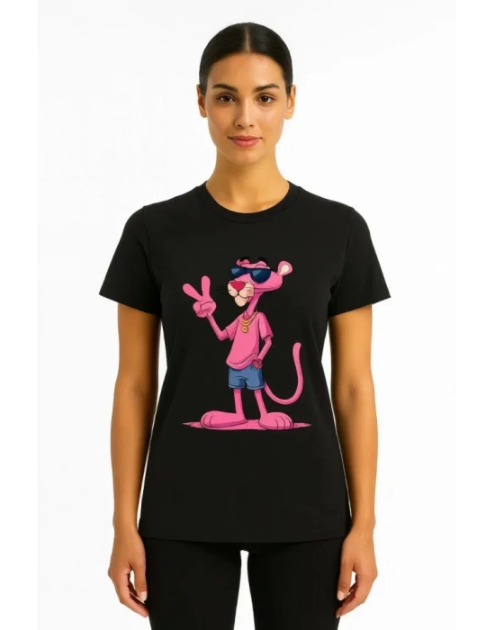 Bisiklet Yaka Kısa Kollu Baskılı Tshirt  iyah