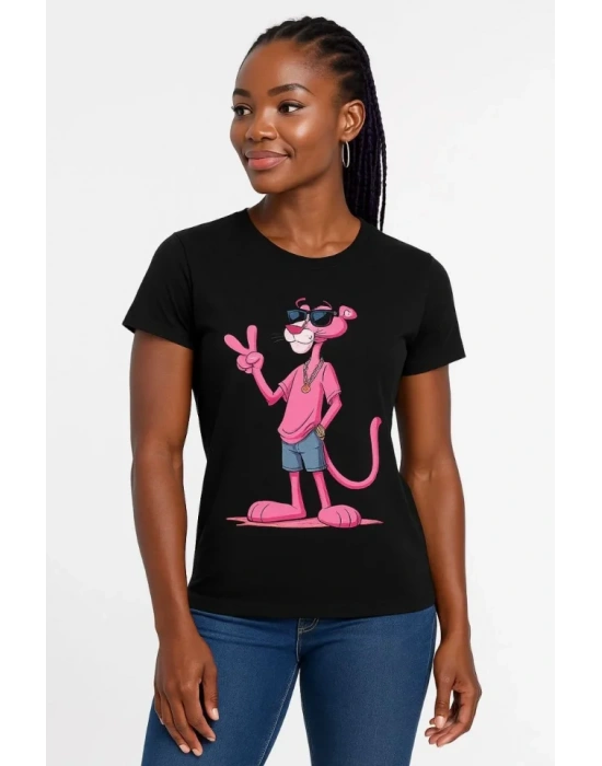 Bisiklet Yaka Kısa Kollu Baskılı Tshirt  iyah