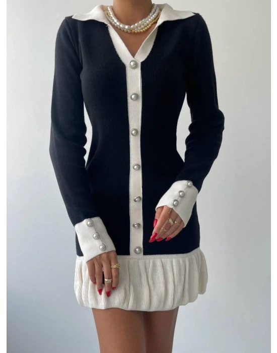 Bochum İnci Düğmeli Mini Elbise