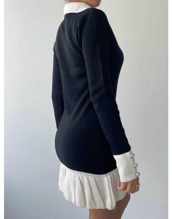 Bochum İnci Düğmeli Mini Elbise