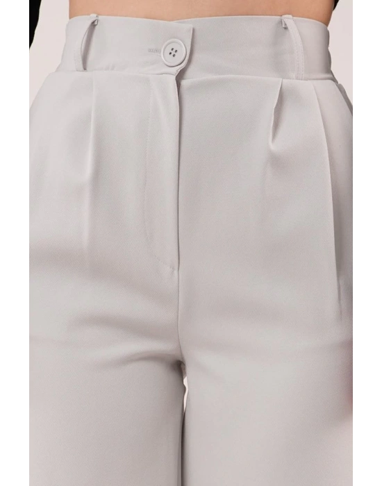 Bol Paça Piliseli Gri Pantolon