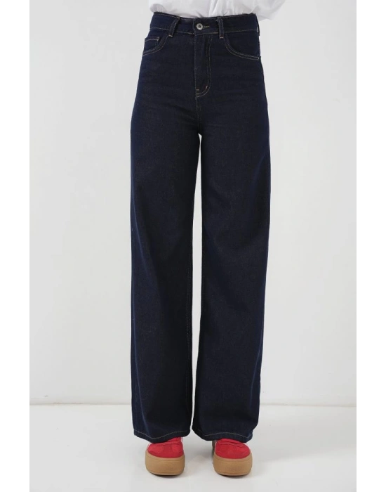 Bol Paça Yüksek Bel Palazzo Kot Pantolon 6656  K. Lacivert