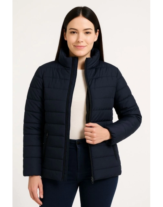 Bomber ont Ceket – u İtici Kumaş, Kapitone Astarlı, Fermuarlı, Kışlık  acivert