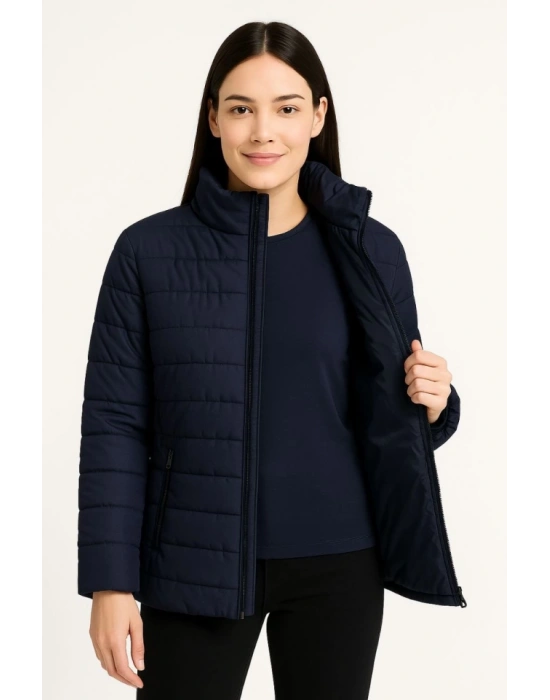 Bomber ont Ceket – u İtici Kumaş, Kapitone Astarlı, Fermuarlı, Kışlık  acivert