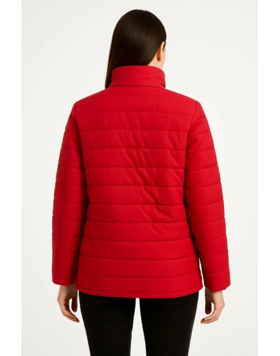 Bomber ont Ceket – u İtici Kumaş, Kapitone Astarlı, Fermuarlı, Kışlık  Kırmızı