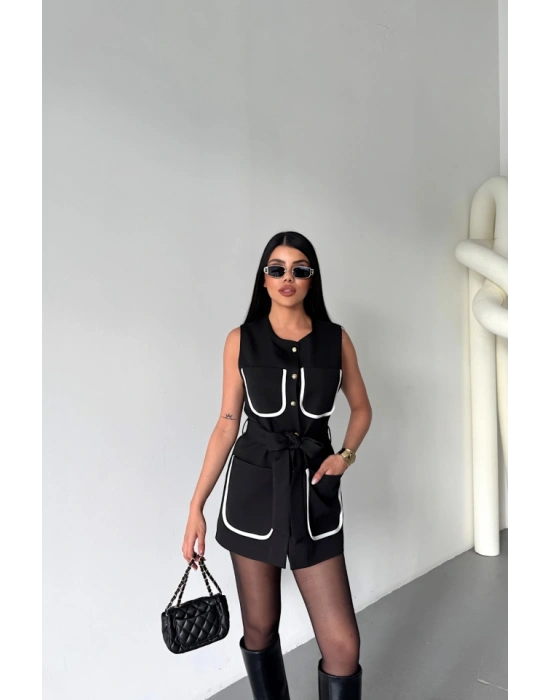 BÜYÜK CEP BİYE DETAYIYEEK  Siyah