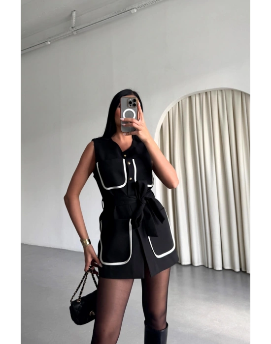 BÜYÜK CEP BİYE DETAYIYEEK  Siyah