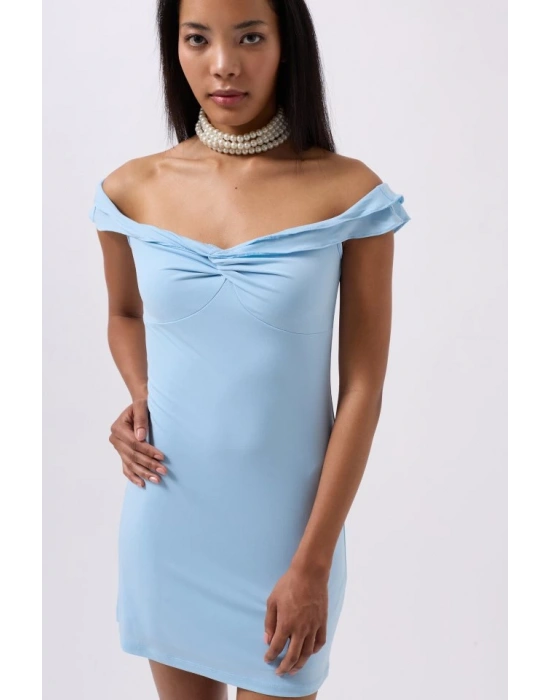 Büzgü Detay Omuz Askılı ini Elbise