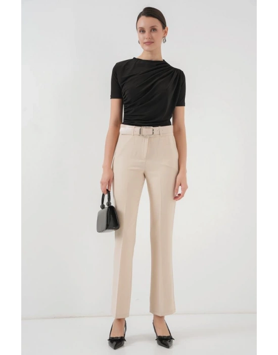 Büzgü Detaylı Kısa Kol Sandy Bluz 945  Siyah