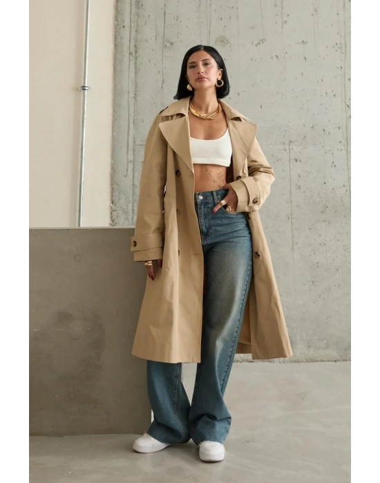 Camel Uzun Kemerli Trençkot