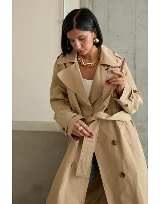 Camel Uzun Kemerli Trençkot