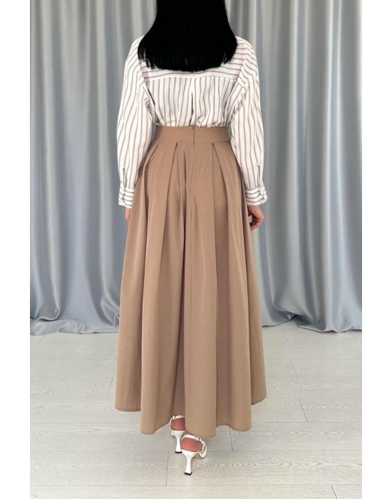 Camel Uzun Pileli Etek