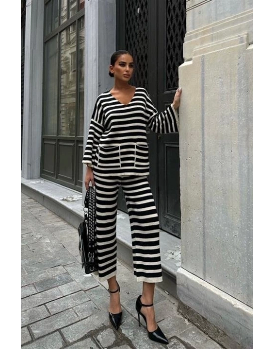 Candy Çizgili Straight Fit Pantolon Takım 9705015