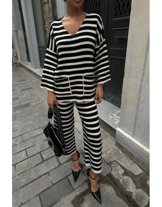 Candy Çizgili Straight Fit Pantolon Takım 9705015