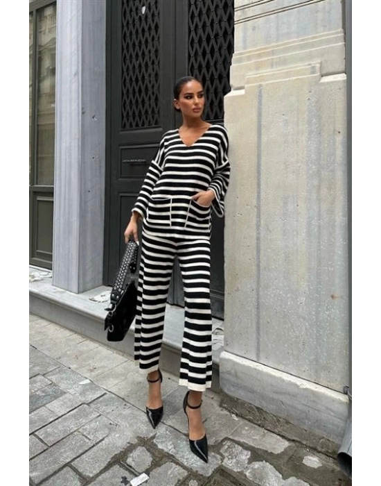 Candy Çizgili Straight Fit Pantolon Takım 9705015