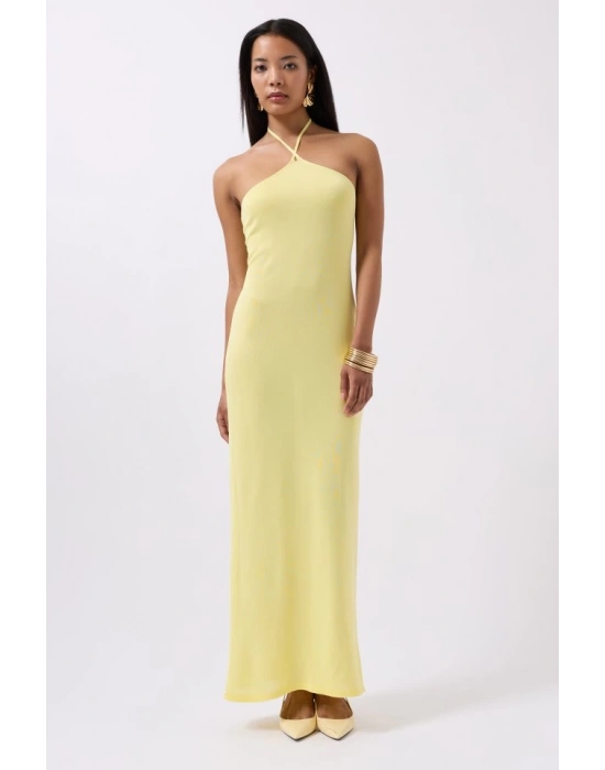 Çapraz Askılı Maxi Elbise