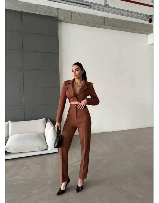 CEKET YAKA BEL DEKOLTELİ TULUM  Acı Kahve