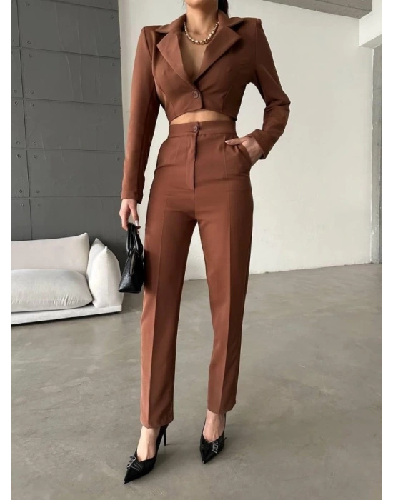 CEKET YAKA BEL DEKOLTELİ TULUM  Acı Kahve